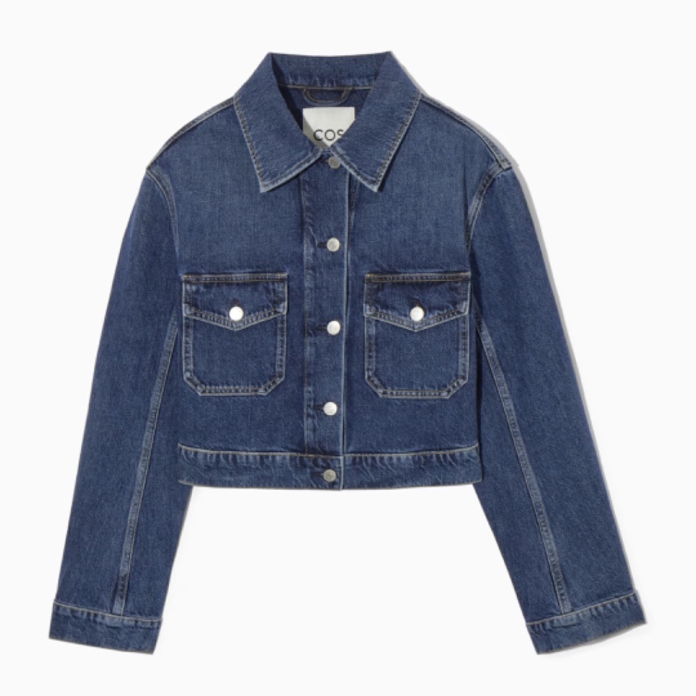 NWT COS Cropped Denim Jacket Size 6 Fall 23 Orig $175